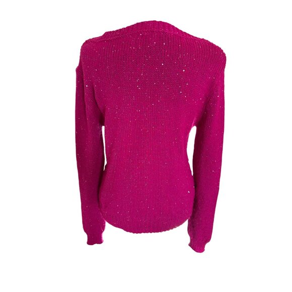 Aeropostale Women's Sparkly Fuchsia Pink Long Sleeve Scoop Neck Sweater Size M - Picture 6 of 11